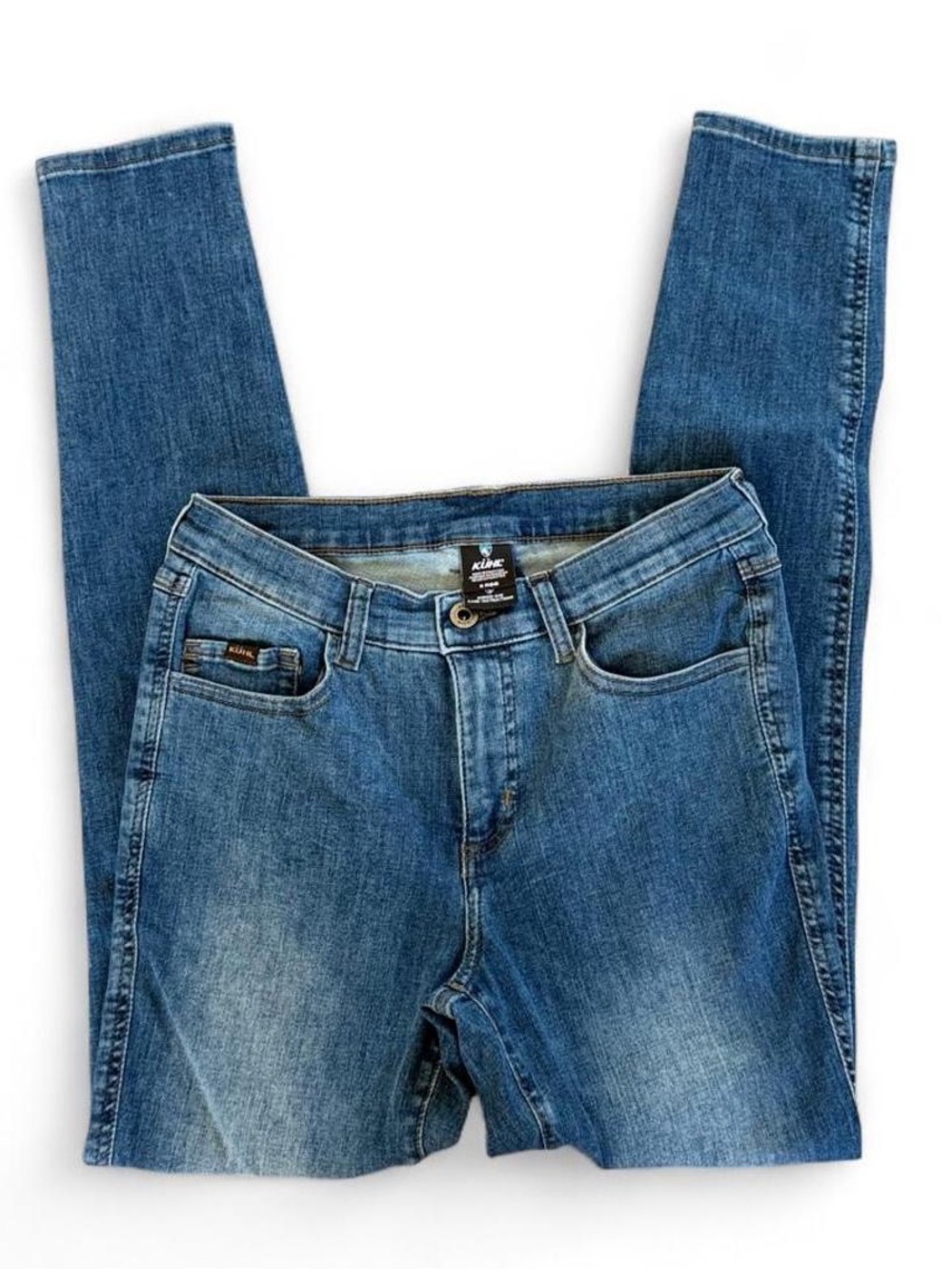 Kuhl Women Slim Fit Skinny Blue Medium Wash Denim Jeans Mid Rise 5-Pocket
